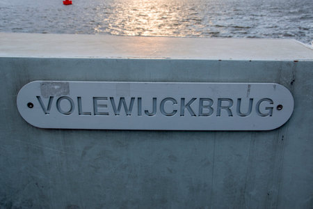 Bridge Sign Volewijckbrug At Amsterdam The Netherlands 2020のeditorial素材