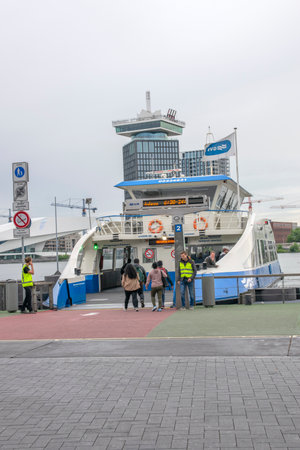 Ferry At The IJ River At Amsterdam The Netherlands 2019のeditorial素材