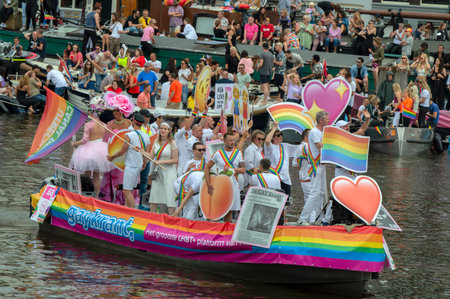 Gaykrant Boat At The Gay Pride Amsterdam The Netherlands 2019のeditorial素材
