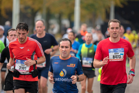 Group Of Runners At The Amsterdam Marathon The Netherlands 2019のeditorial素材