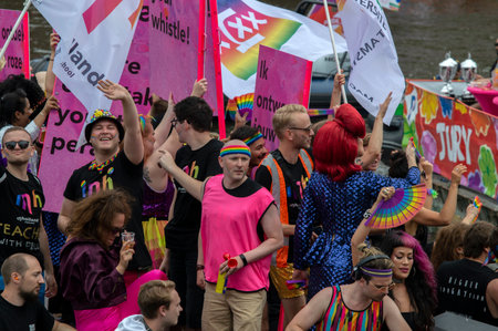 Hoger Onderwijs Boat At The Gay Pride Amsterdam The Netherlands 2019のeditorial素材
