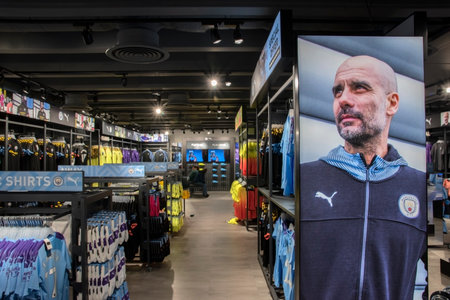 Inside The Manchester City Football Merchandising Shop At Manchester England 2019