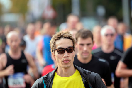 Many Participants At The Marathon Of Amsterdam The Netherlands 2019