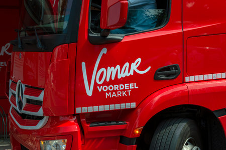 Logo On A Vomar Supermarket Truck At Amsterdam The Netherlands 2019
