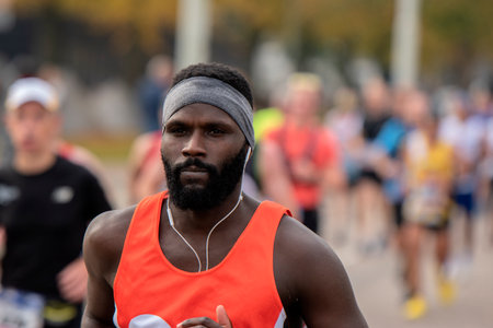 Male Marathon Runner At The Amsterdam Marathon The Netherlands 2019