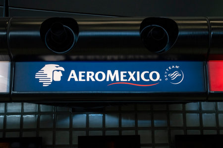 Billboard Aero Mexico At Schiphol Airport The Netherlands 2019のeditorial素材