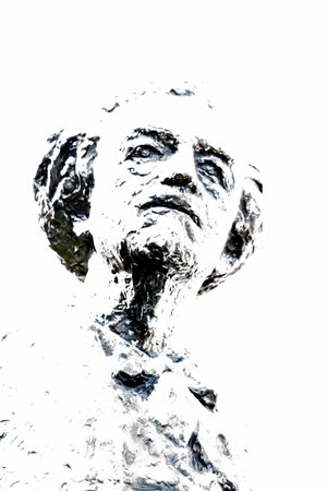 Statue Of Dr FM Wibaut At Amsterdam The Netherlands 2019 In Black And White Illustrationのeditorial素材