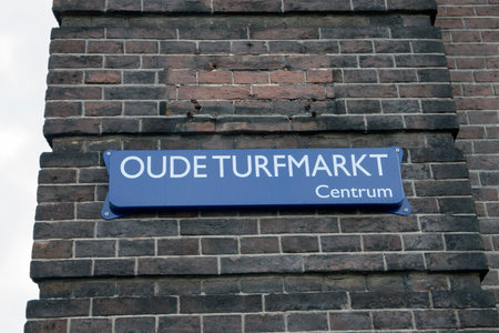 Street Sign Oude Turfmarkt Street At Amsterdam The Netherlands 2020のeditorial素材