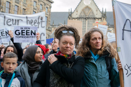 Protesters At The Education Demonstration On The Dam Square Amsterdam The Netherlands 2019のeditorial素材