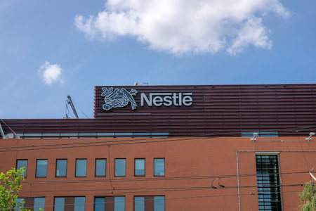 Sign Nestle At Amstelveen The Netherlands 2019のeditorial素材