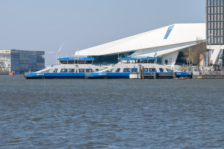 Two Ferries At The IJ Amsterdam The Netherlands 2020