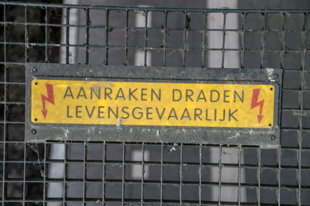 Warning Sign Electricity At Den Haag The Netherlands 2019のeditorial素材