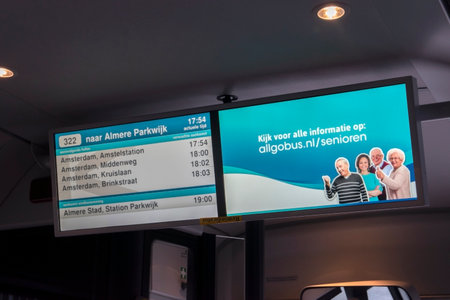 Timetable Inside A Tram At Amsterdam The Netherlands 2020