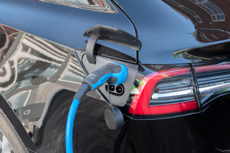 Tesla Electrical Car At Amsterdam The Netherlands 2020