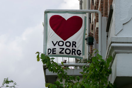 Flag For The Healt Care Employees During The Corona Crisis At Amsterdam The Netherlands 2020のeditorial素材