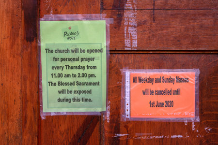 Information Posters At The Blessed Trinity Church At Betondorp Amsterdam The Netherlands 2020のeditorial素材