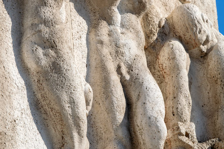 Detail Of The Remembrance Of The Dead Statue With Text On The 4th Of May At Amsterdam The Netherlands 2020のeditorial素材