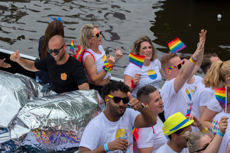 LHBT-Netwerk Vattenfall Boat At The Gay Pride Amsterdam The Netherlands 2019のeditorial素材