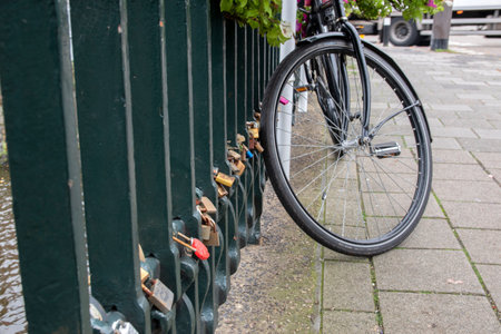 Love Locks On The Judith Leyserbrug At Amsterdam The Netherlands 2019のeditorial素材