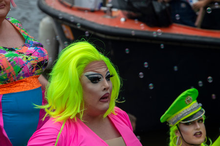 Drag Queen United Boat At The Gay Parade At Amsterdam The Netherlands 2019のeditorial素材