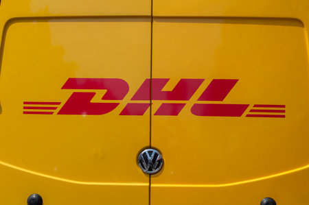DHL Company Van On The Back At Amsterdam The Netherlands 2019