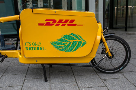 DHL Electrical Delivery Bicycle At Amsterdam The Netherlands 2019のeditorial素材