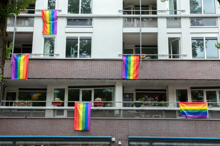 LBGT Flags Against Gay Violence At Amsterdam East The Netherlands 18-6-2-2020のeditorial素材