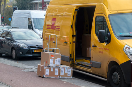 DHL Package Company Van At Amsterdam The Netherlands 2018