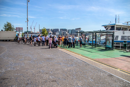 People Waiting At The Ferry At Amsterdam North The Netherlands 2018