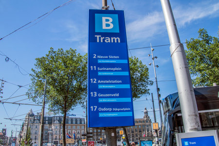 Tram Stop B At The Central Station Amsterdam The Netherlands 2018のeditorial素材