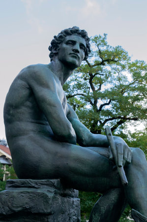 Mercurius Statue At The Garden Of The Rijksmuseum Amsterdam The Netherlands 10-10-2019のeditorial素材