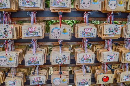 Ema Wooding Wishing Boards From The Kinkaku-Ji Temple At Kyoto Japan 2015のeditorial素材