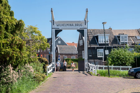 Wilhelmina Bridge At Marken The Netherlands 6-8-2020の写真素材