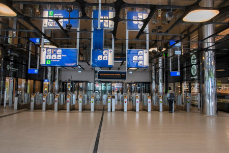 Gates At The Central Station Amsterdam The Netherlands 3-4-2020のeditorial素材