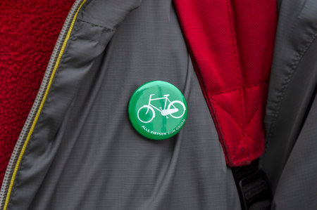 Green Bicycle Pin At Amsterdam The Netherlandsの写真素材