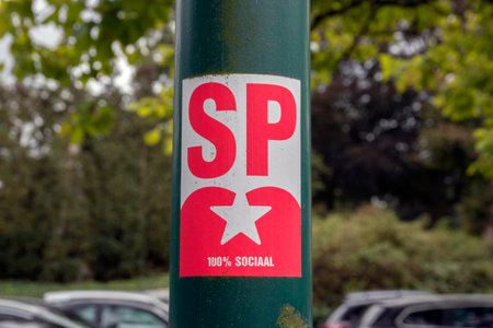 Sticker SP Political Party At Bilthoven The Netherlands 25-9-2020のeditorial素材