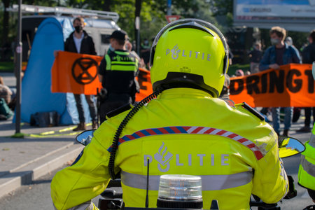 Backside Police Motor Helmet At Amsterdam The Netherlands 21-9-2020のeditorial素材