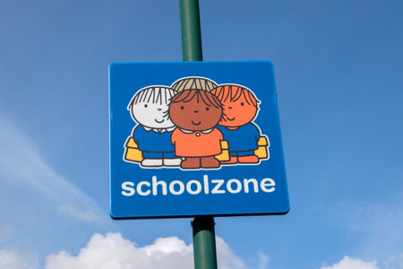 Funny Dick Bruna Miffy Schoolzone Sign At Abcoude The Netherlands 12-10-2020のeditorial素材