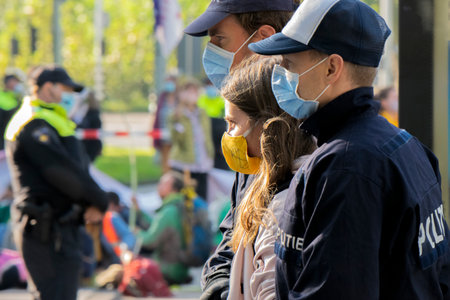 Rebellion Demonstrator Arrested By The Police At Amsterdam The Netherlands 21-9-2020