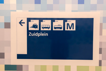 Directon Sign At The Train Station Zuid At Asmsterdam The Netherlandsの写真素材