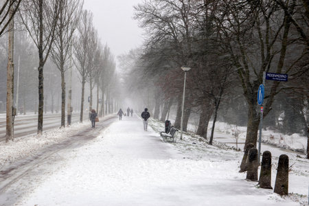 Snowy Wheater At The Middenweg Street At Amsterdam The Netherlands 7-2-2021のeditorial素材