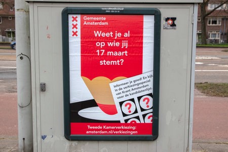 Election Poster Municipality of Amsterdam At Amsterdam The Netherlands 7-3-2021のeditorial素材