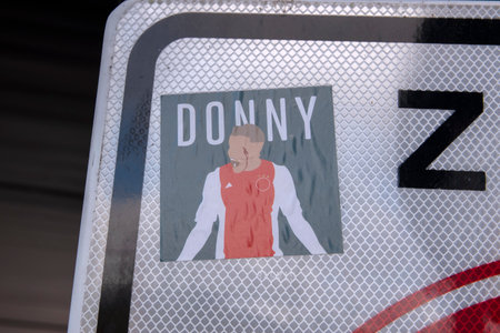 Ajax Sticker Donny Van Den Beek At Amsterdam The Netherlands 1-3-2020のeditorial素材