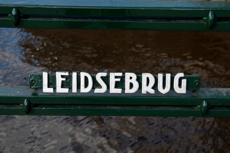 Bridge Sign Leidsebrug At Amsterdam The Netherlands 4-3-2020のeditorial素材