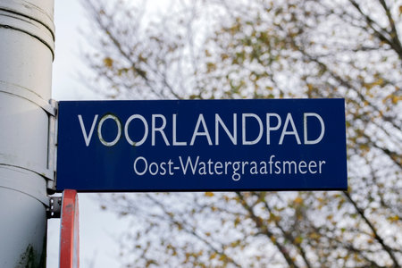 Street Sign Voorlandpad At Amsterdam The Netherlands 22-11-2020のeditorial素材