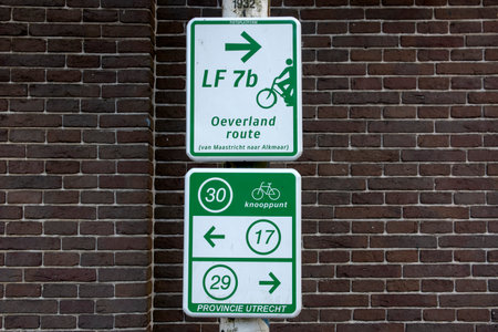 Bicycle Route Sign At Baambrugge The Netherlands 12-10-2020のeditorial素材