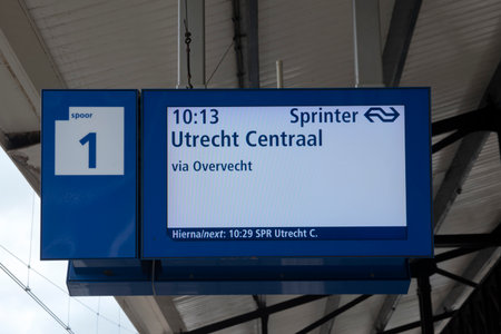 Billboard Platform 1 At The Train Station At Bilthoven The Netherlands 9/25/2020のeditorial素材