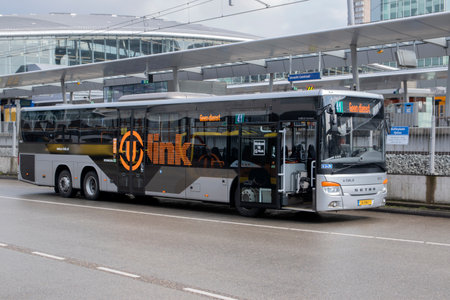 Bus 41 At The Bus Stop Central Station At Utrecht The Netherlands 14-4-2021のeditorial素材