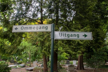 Close Up Direction Signs At The Cemetery Zorgvlied At Amsterdam The Netherlands 12-6-2020のeditorial素材
