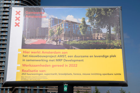 Billboard New Building Project AMST At Amsterdam The Netherlands 12-6-2020のeditorial素材